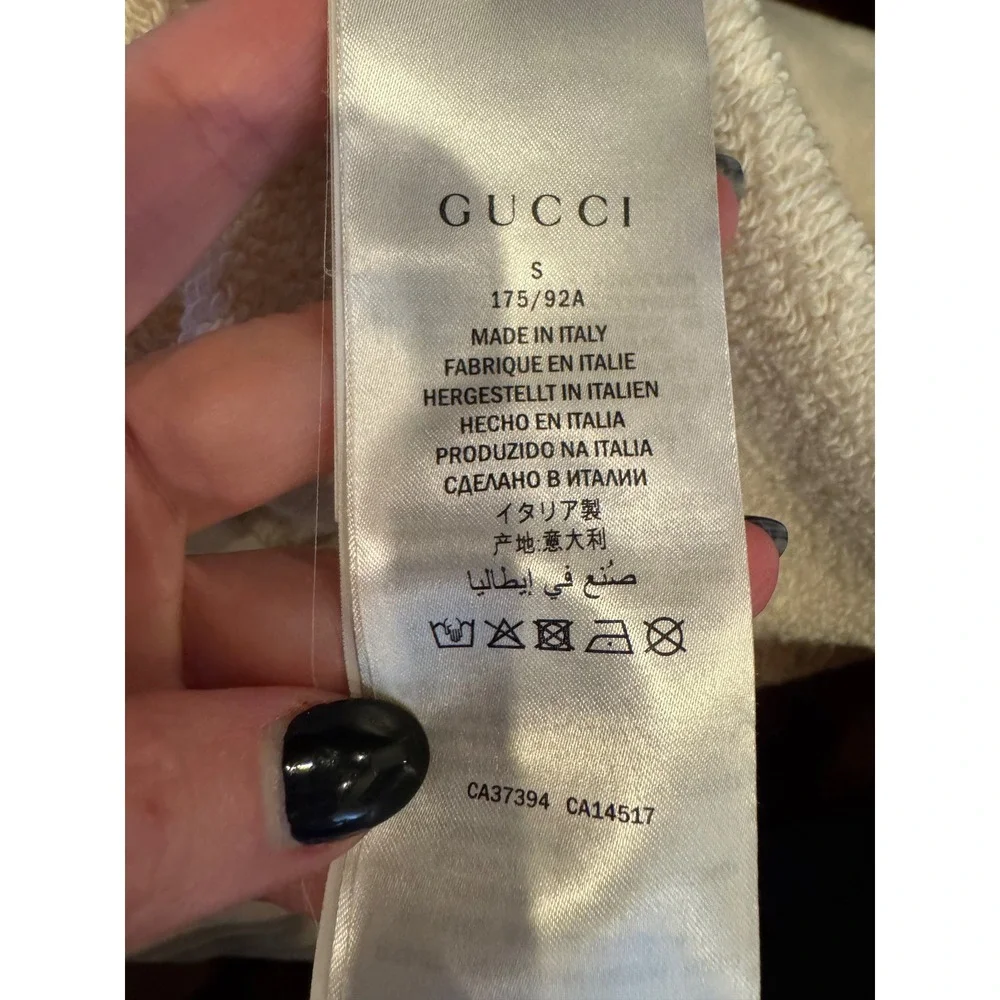 Gucci Sweatshirt Men Small Ivory‎ Interlocking G Logo Hoodie Streetwear Luxury